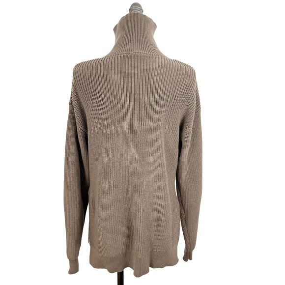 HALARA Funnel Neck 1/2 Zip Tunic XS Split Casual Sweater Desert Taupe NWT B40 - Picture 4 of 7